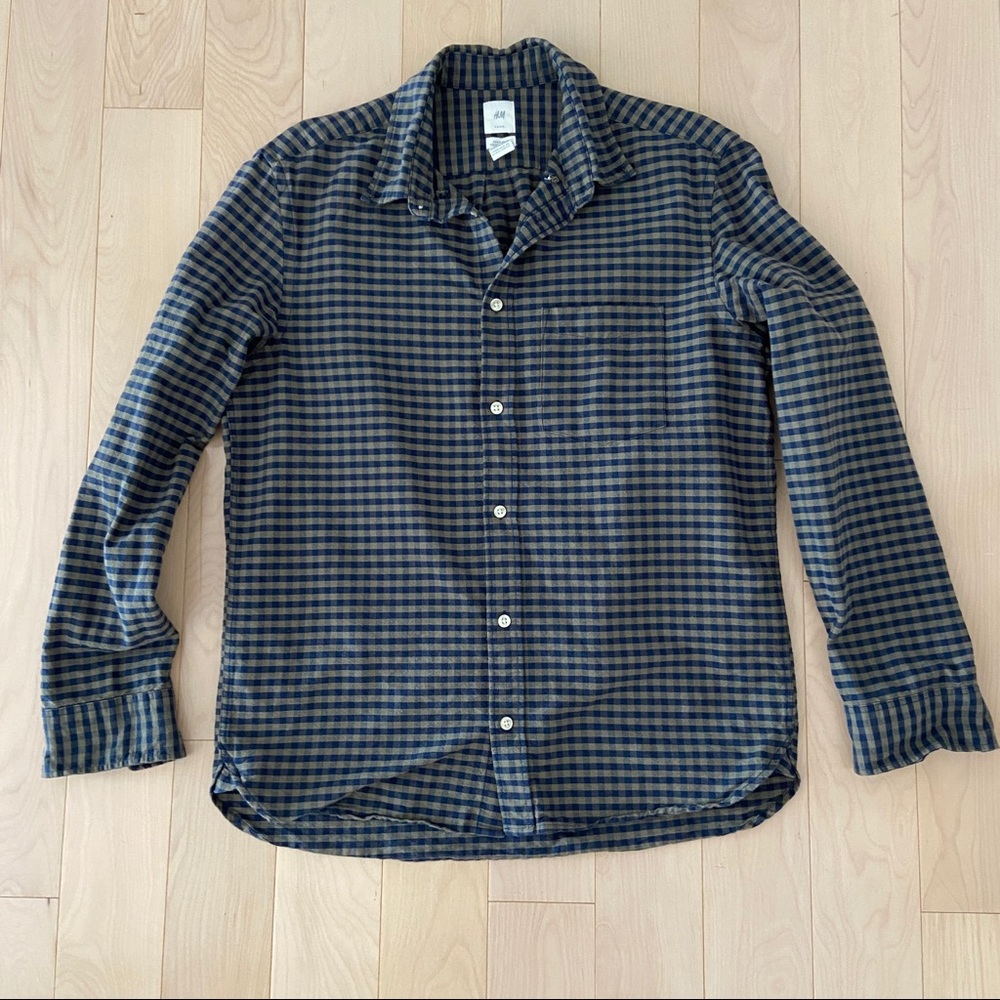 Men’s H&M Green and Blue Plaid Shirt
